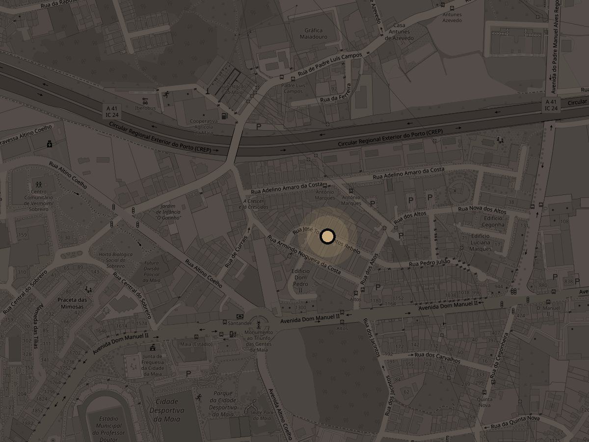 Mapa com a localização da Barbearia Santino, na Rua José Tomé dos Santos Rebelo, Maia